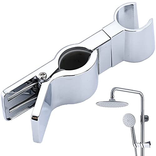 Adjustable Hand Shower Bracket for Slide Bar, Universal 20-25MM Rail Shower Head Holder Slider Clamp Bathroom Replacement 45 Degree Rotation Sprayer Holder