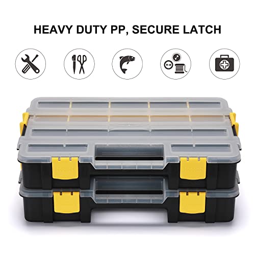 Mayouko Stackable Plastic Toolbox Organizer, Interlocking Small Parts Organizer, Compartment Toolbox for Screw,Nail,Hardware, 2PCS