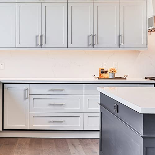 Amerdeco 10 Pack Brushed Satin Nickel Knurled Cabinet Pulls 3-3/4 Inch(96mm) Hole Center Kitchen Cabinet Handles Drawer Pulls Cabinet Hardware ZH0034 - color: Brushed Satin Nickel, size: 3.75"/96mm Hole Center
