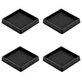 3X3 Square Rubber Caster Cups, Non Slip Furniture Pads - 4 Pack - size: 3" x 3"-Black
