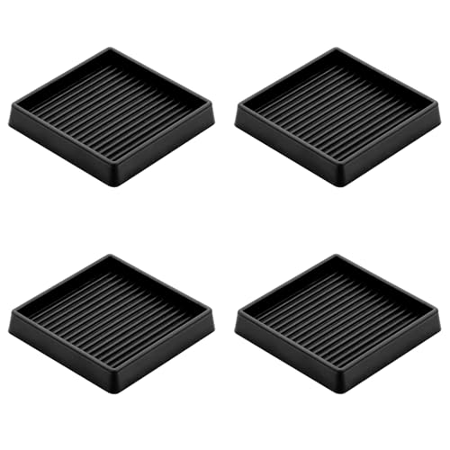 3X3 Square Rubber Caster Cups, Non Slip Furniture Pads - 4 Pack - size: 3" x 3"-Black