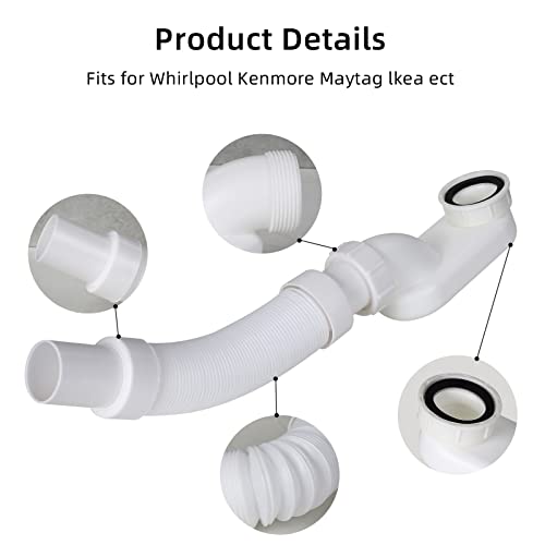 Flexible Freestanding Tub Drain Kit - Low Profile Flat P Trap for Bathtub Shower Drain Pipe - 1 1/2 inch Diameter - style: One end thread