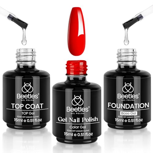 Beetles Red Gel Nail Polish Set 3Pcs 15ml – Cherry Red Soak Off UV/LED Gel - color: B-Red-3