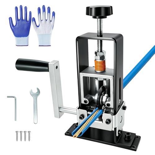 Manual/Drill Powered Wire Stripping Machine, 1-25mm Adjustable Copper Wire Stripper Tool, for Scrap Cable Recycling, Portable & Heavy Duty Copper Wire Peeler with Gloves, Wrench & Screws