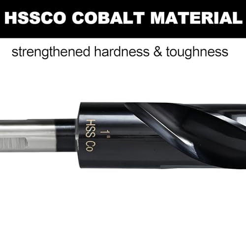 1inch Drill Bit for Metal and Hardened Steel, M35 Cobalt 1/2 Inch Reduced Shank Industrial Grade Heavy Duty Drill Bit, with Index Storage Case - size: 1 in