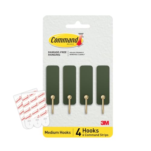 Command Medium Hooks, 4 Hooks, 6 Strips - color: Rosemary