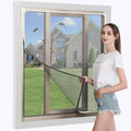 Magnetic Window Screen, Max 71 x 49 Inch DIY Cut-to-Fit Fiberglass Mesh Replacement Kit for House Windows, Strong Magnetic Seal, No-Drill Installation, White Frame with Gray Mesh - size: 71"x49"(180x125cm)