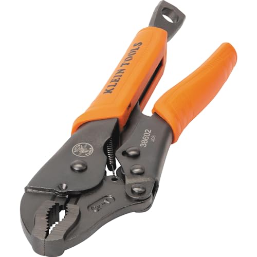 Klein Tools 38602 Curved Jaw Locking Pliers with Quick Release Handles, Intuitive Thumb Knob, High Torque and Gripping Power, 10-Inch - size: 10-Inch