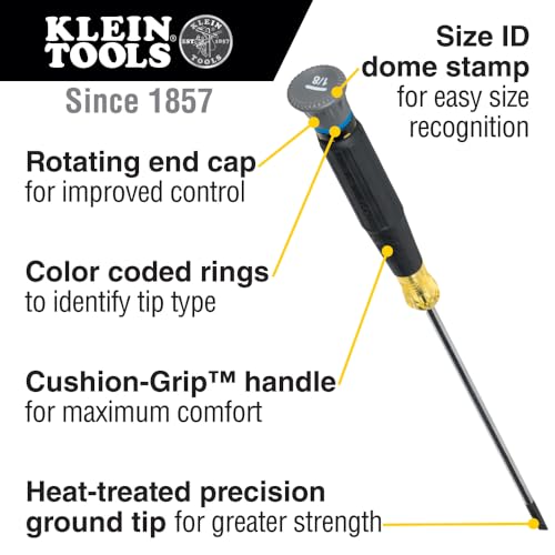 Klein Tools 85615 Mini Precision Screwdriver Set, 4-Piece Phillips and Slotted Set, Ideal for Electronics, Small Appliances, Terminal Blocks - style: 4-Piece Fixed Blade
