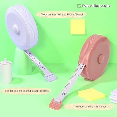 4-Pack Mini Soft Retractable Tape Measure, 60 Inch /150 cm Dual-Scale Flexible Sewing Tailor Cloth Measuring Tape for Body Measurements, Fabric Craft, Weight Loss Tracking, 4 Colors