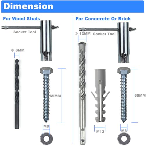 Drywall Anchors for TV Mount,Upgrade Lag Bolts for TV Wall Mount