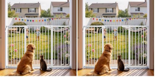 Cumbor 36" Extra Tall Baby Gate, 30.4-56.8" Extra Wide Dog Gate White (Pack of 2) - color: White, size: 30.4"-56.8" W x 36" H (Pack of 2)