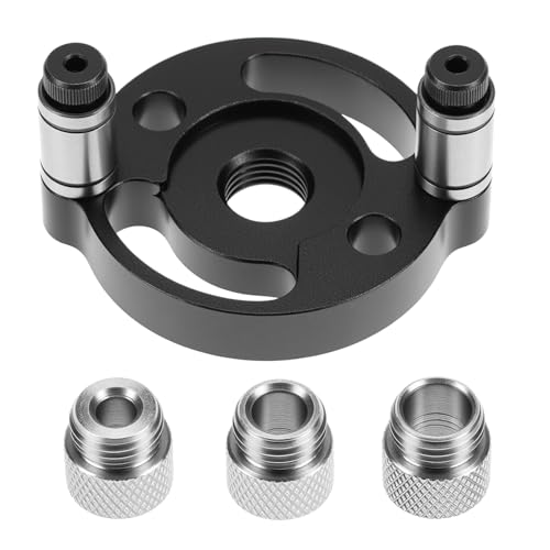 QWORK Self-Centering Doweling Jig, Straight Hole Guide for Precise Woodworking, with 6mm, 8mm, 10mm Bushings, Hole Puncher Locator