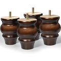 Furniture Legs, Wood Sofa Legs, Turned Couch Legs, Round Furniture Feet for Dresser, Sideboard, Recliner, Coffee Table (Dark Brown, 4 inch) - size: 4 inch