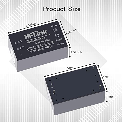 AC-DC Isolated Power Module Smart Home Switching Power Module Mini Buck Power Module 220v to 12v HLK-PM12 DC Power Module AC DC Converter 220V to 12V (3PCS) - style: HLK-PM12