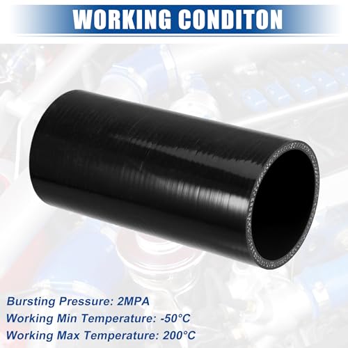 uxcell 4-Ply ID 6" Length Silicone Reducer Hose Black for Car Intercooler - size: 2.5" ID