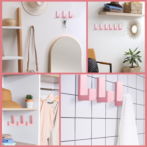 Teenyyou 6 Pcs Cute Kids Wall Hooks Adhesive for Backpack Pink - color: Pink