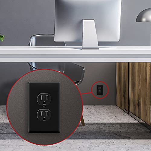 ENERLITES 10 Pack Mid-Size Duplex Outlet Covers Wall Plate, Black - color: Black, size: Mid-Size