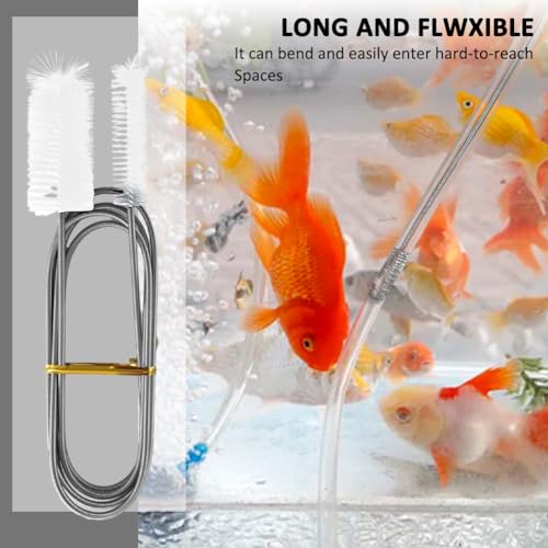 2pcs Flexible Long Drain Brush Set, Hose Pipe Stainless Steel Nylon Bristles Brushes with Dual Heads Tube Cleaner Brush for Kitchen, Sink, Drain Pipe, and Pipe Cleaning Tool - color: White