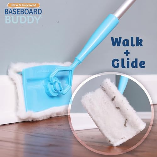 Baseboard Buddy | Lightweight Home Cleaning Essential, Perfect for Baseboards, Moldings & Walls, Glide & Wipe Trapping & Locking Dirt & Dust | As Seen on TV, (1 Baseboard Buddy & 3 Reusable Pads)
