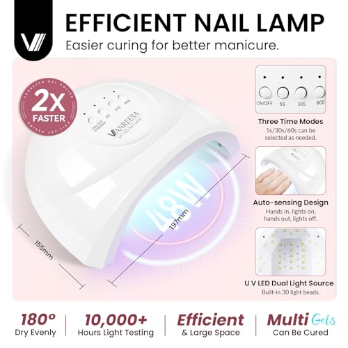 VANREESA Gel Nail Polish Kit with U V Light 53 Pcs Gel Polish Nail Set 36 Popular Colors Nail Polish Set with Base Coat 4 Effects Top Coat with Manicure Tools Complete Nail Kit Gifts for Women Girls - color: Elegant Rhythm