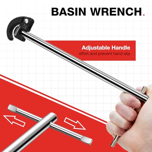 SHALL 11" Basin Wrench, Adjustable Sink Wrench Faucet Tool - size: 11-inch