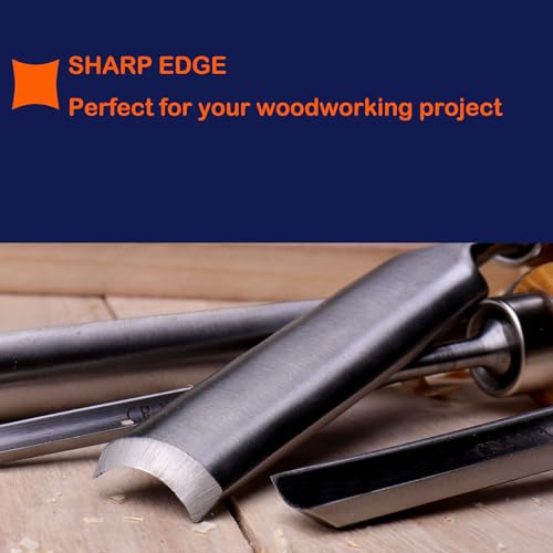 4-Pieces Woodworking Wood Chisel Set,CR-V Steel Sharp Curved Edge Gouge Firm Wood Handle Carpentry Gouge Tools 6mm(1/4")/12mm(1/2")/18mm(3/4")/25mm(1") - size: 4Pcs-4Sizes