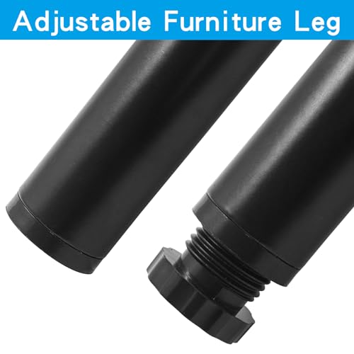 4 Pcs 6"/150mm Metal Furniture Legs Black Adjustable - size: 6 inches