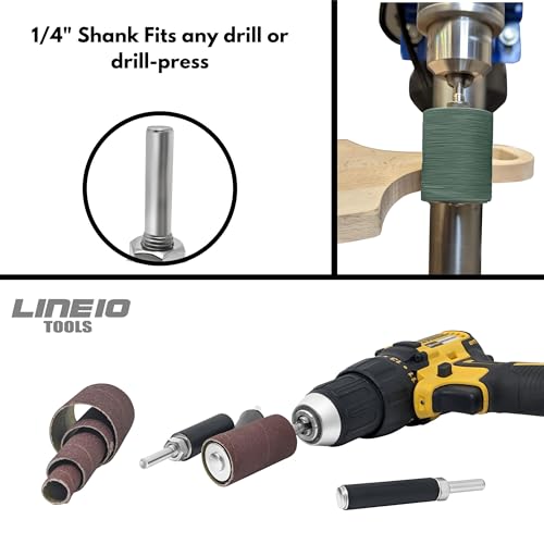 LINE10 Tools 28pk Zirconia Sanding Drum and Sleeves Set, Spindle Sander Attachment for Drill 2-inch Extra Long Surface, Ideal for Knife Making, Works on Stainless Steel