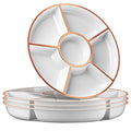 Plasticpro 6 Sectional Round Plastic Serving Tray/Platter (2, White & Rose Gold) - color: White & Rose Gold