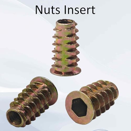 50PCS M6*20mm Threaded Insert Nuts Zinc Alloy Hex Socket Drive Furniture Screw-in Bolt Fastener Connector for Wood Furniture Assortment with Hex Spanner - size: M6x20mm