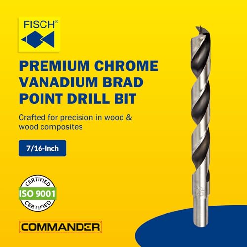Chrome-Vanadium Brad Point - Ground Wood Drill Bit Woodworking - 7/16 Inch | Chrome-Vanadium Brad Point Ground Wood Drill Bit, Wood Drill Bit, Precision Drilling for Woodworking, DIY & Professional Use - size: 7/16 in