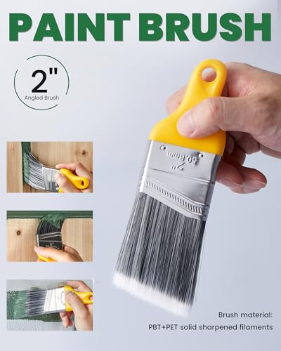 Voomey 17 Pcs 6 Inch Foam Paint Roller Kit with Angle Paint Brush,Paint Tray with Liners,Paint Kit for Painting Walls,Cabinet,Trim - style: 17pcs 6inch paint roller kit