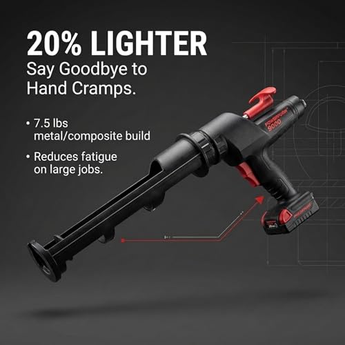 20V Cordless Caulking Gun, 29 oz Cartridge, 900 lb Thrust, 856 ml - size: 29oz / 856ml / 1 Quart, style: Cordless 20V (5000 Series)
