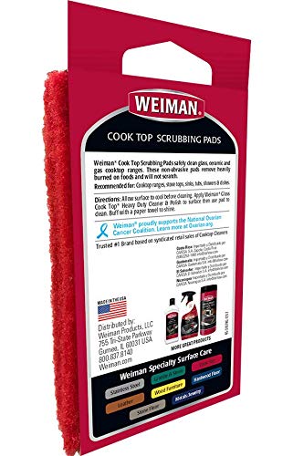 Weiman Cook Top Scrubbing Pads – Gently Clean and Remove Burned-on Food from All Smooth Top and Glass Cooktop Ranges, 3 reusable pads - size: 3 Count (Pack of 1)