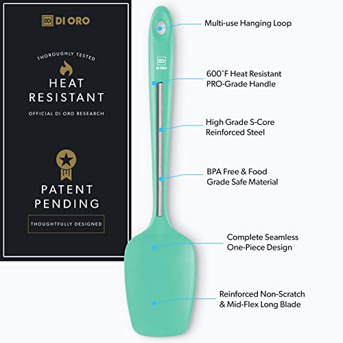 DI ORO Silicone Spoonula - Spoon Spatula, 600F Heat Resistant, Mint - color: Mint