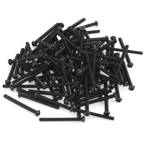 105 Pieces M2 x 20mm Button Head Socket Cap Screws, Thread Pitch 0.4mm, Sutemribor M2 Black Screws, 10.9 Grade Alloy Steel, Black Oxide Finish, Fully Threaded - size: M2 x 20mm, style: Button Head