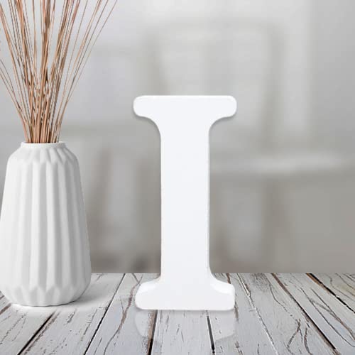 AOCEAN 4 Inch White Wood Letters Unfinished Wood Letter for Wall Decor Decorative Standing Letters Slices Sign Board Decoration for Craft Home Party Projects (I) - style: I