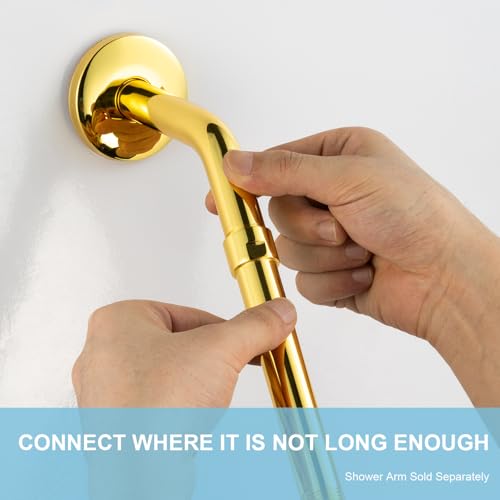 OFFO Shower Head Extension Arm, Shower Arm Extension Shower Head Extender Made of 304 Stainless Steel Shower Pipe Extension, Bright Gold 16 in - color: Bright Gold, style: 16 in