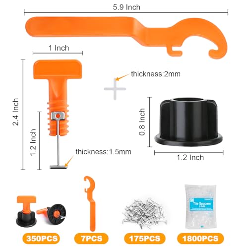 DGSL Tile Leveling System Kit with 350Pcs Tile Leveler 1.5mm - size: 350PCS