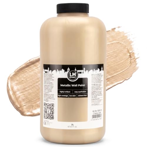 Metallic Wall Paint 67.62 fl oz - Champagne Gold - Stunning Metallic Shine for Stylish Interiors, Easy to Apply, Water-Based, Perfect for Creative Wall Designs & DIY Projects - color: Champagne Gold