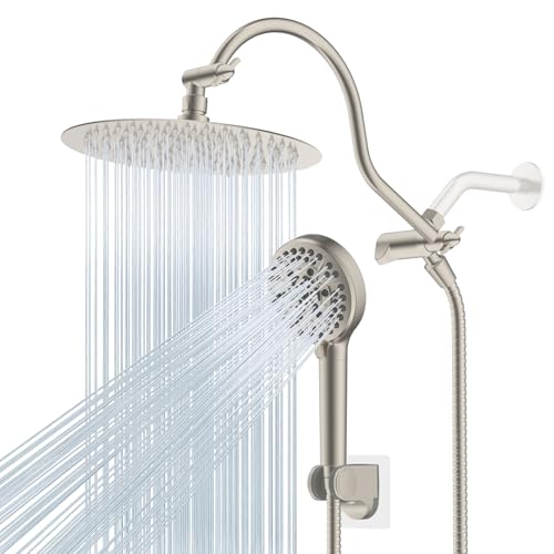 Hibbent All Metal cUPC Certified Shower Head, 10'' Rainfall Shower Head - color: Brushed Nickel, style: Round 10''