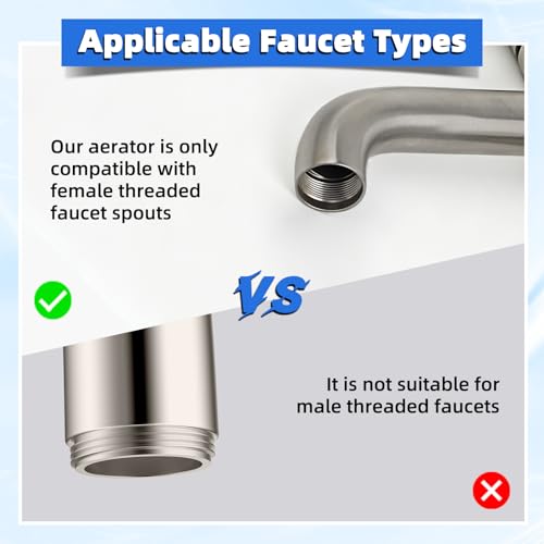 Hibbent 6PCS Sink Faucet Aerator M18.5 with 5PCS Removal Wrench Keys