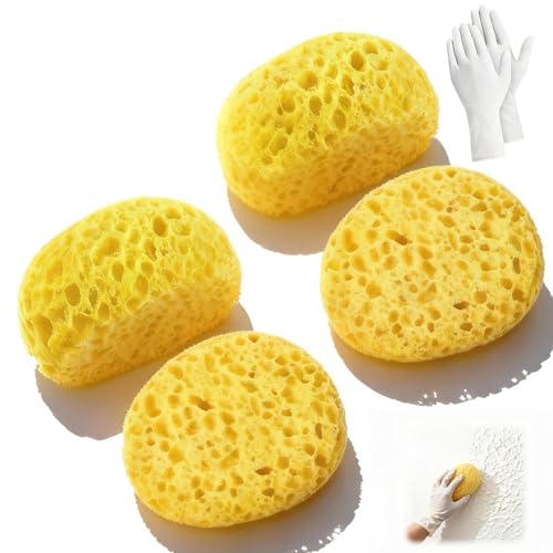 Drywall Texture Repair Kit, 4 Knockdown Texture SpongesandGloves, for DIY Wall & Ceiling Patch, Matching Orange Peel & Splatter Texture