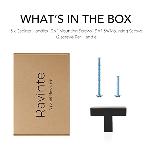 Ravinte Matte Black Cabinet Handles Square Pulls Single Hole 3 Pack - size: Single Hole