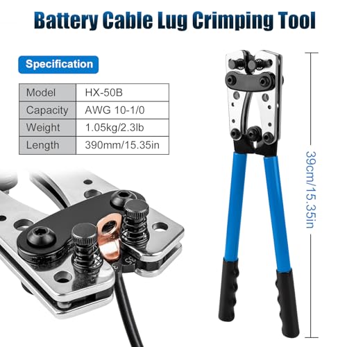 Battery Cable Crimper Kit AWG 10-1/0, with Lugs & Tubing