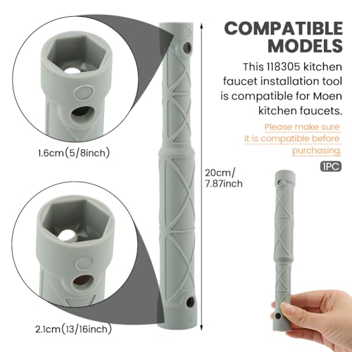 118305 Replacement Kitchen Faucet Installation Tool for Kitchen Sink Faucet, Faucet Removal and Install Tool, Faucet Tighten Loose Wrench Tool(Gray,Size:7.87inch)