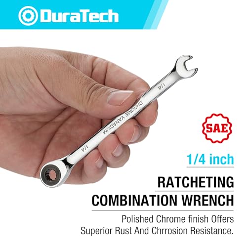 DURATECH 1/4" Ratcheting Combination Wrench, SAE - size: 1/4"