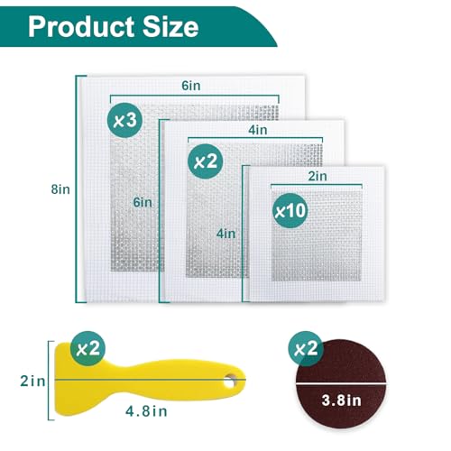 WYIRONG 19 Pack Drywall Repair Kit for Large Holes, 2/4/6/8 Inch Dry Wall Patch Kits for Erase a Small Nail Hole, Plaster Wall Patching Self Adhesive Aluminum Mesh with Scraper and Sandpaper - style: 19 Pack Drywall Patch Kit