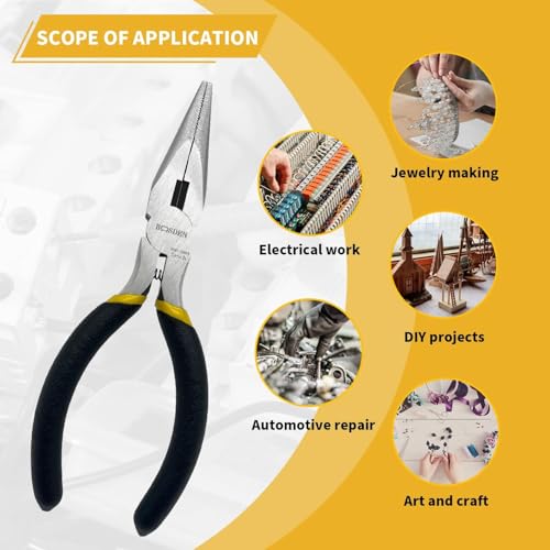 BOOSDEN Mini Jewelry Plier Set Small Needle Nose & Flush Wire Cutter 5 Inch - size: 5" Wire Cutter+5" Needle Nose